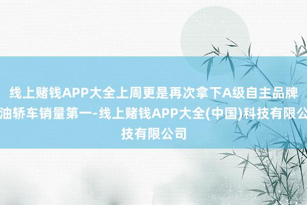 线上赌钱APP大全上周更是再次拿下A级自主品牌燃油轿车销量第一-线上赌钱APP大全(中国)科技有限公司