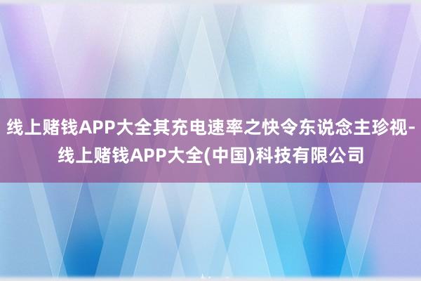 线上赌钱APP大全其充电速率之快令东说念主珍视-线上赌钱APP大全(中国)科技有限公司